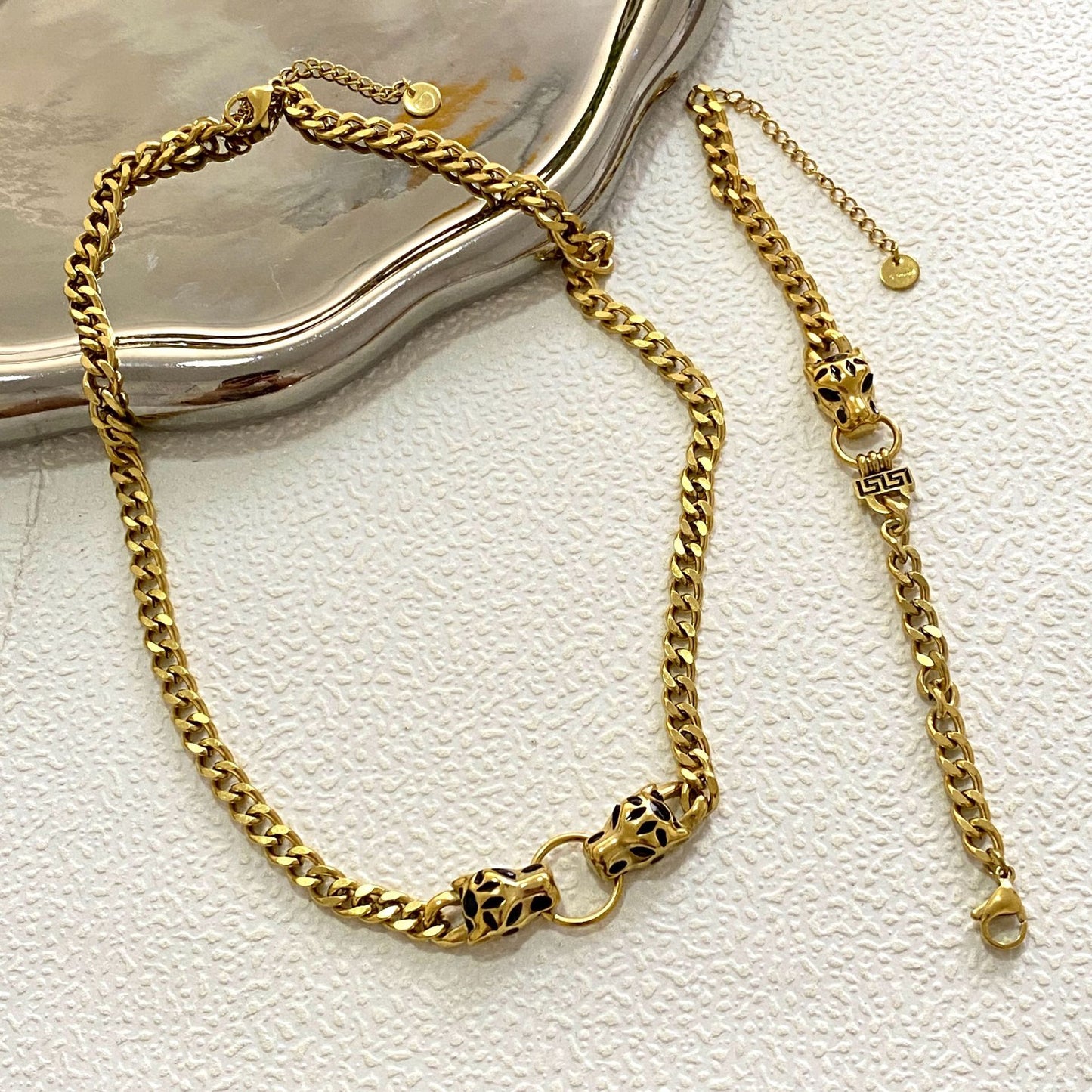 Hip-hop Vintage Leopard Animal Stainless Steel Snake Chain Necklace