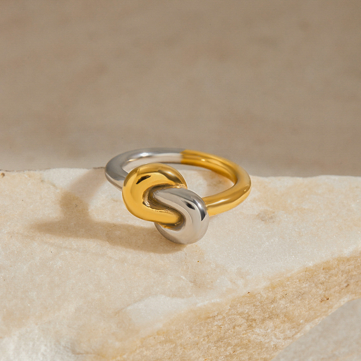 Geometric Stainless Steel Plated Ring for Women with Modern Minimalist Style and Sleek Line Detail