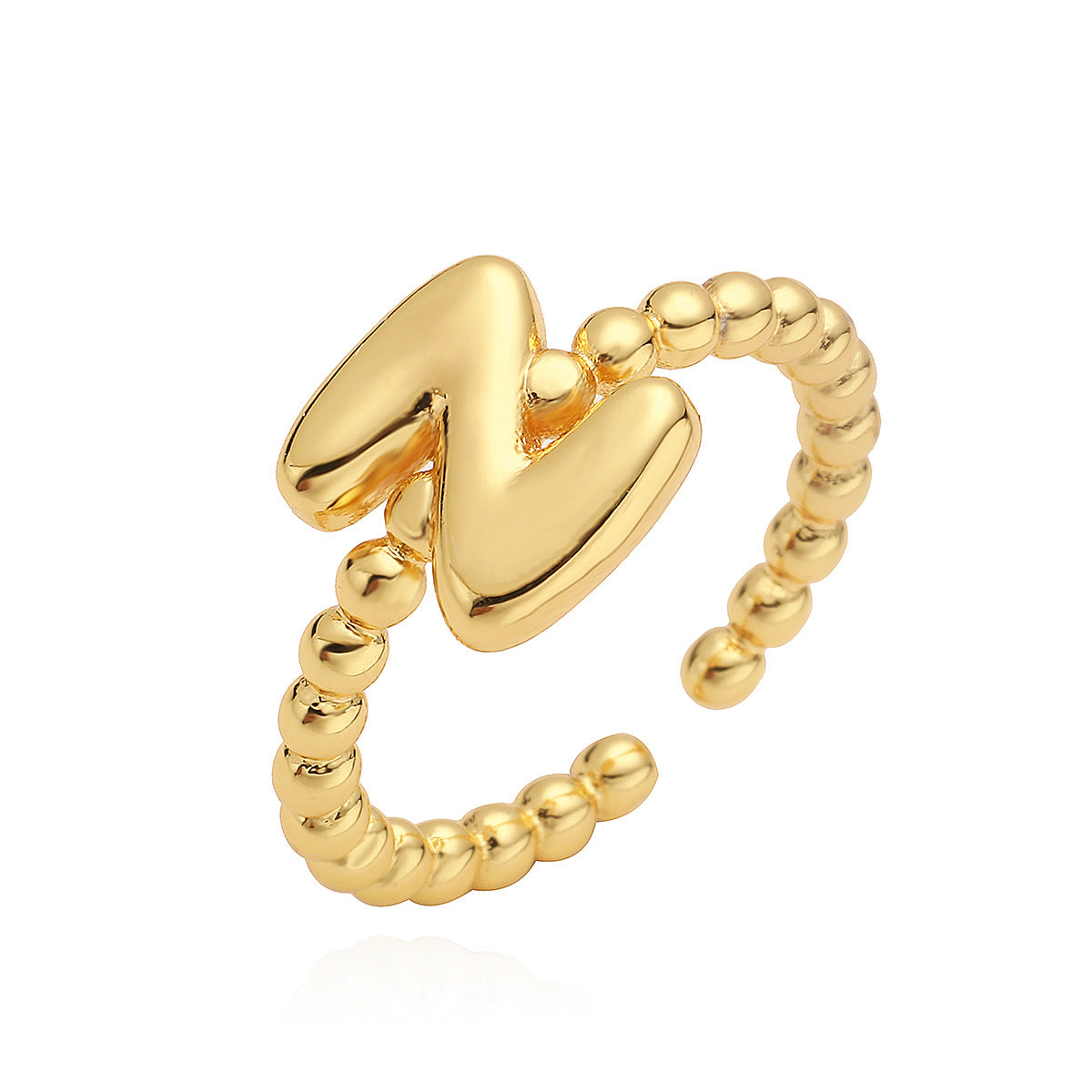 Minimalist 18K Gold Plated Brass Letter Ring for Women