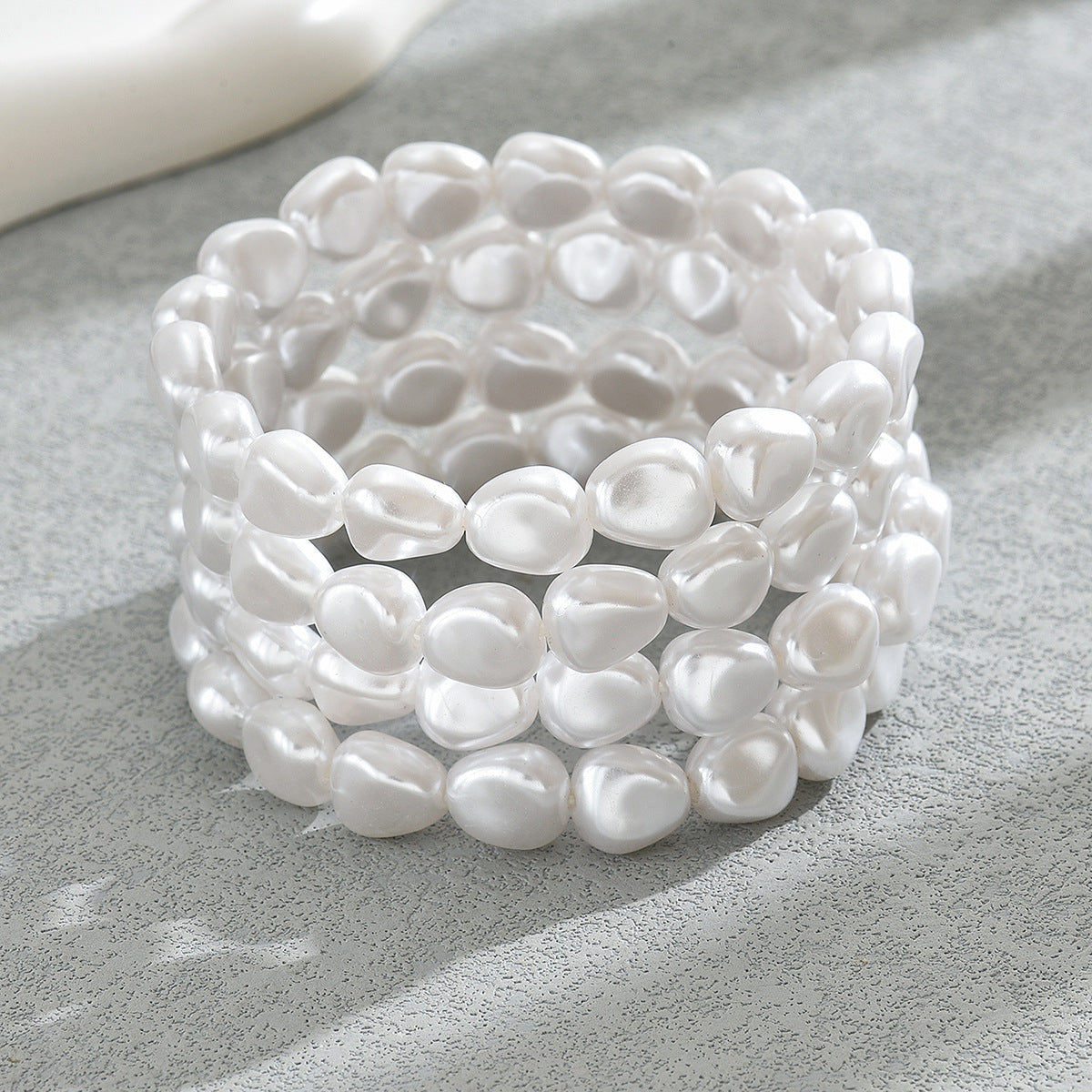 Bracciale da donna in stile barocco con perline geometriche a rombi e intarsio di perle imitate