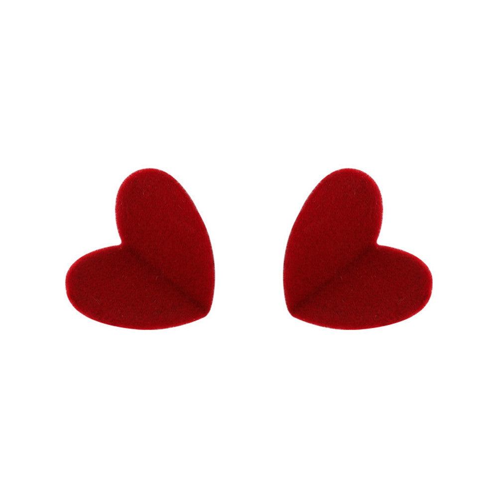 Sweet Minimalist Heart Shaped Alloy Earrings with 925 Sterling Silver Posts