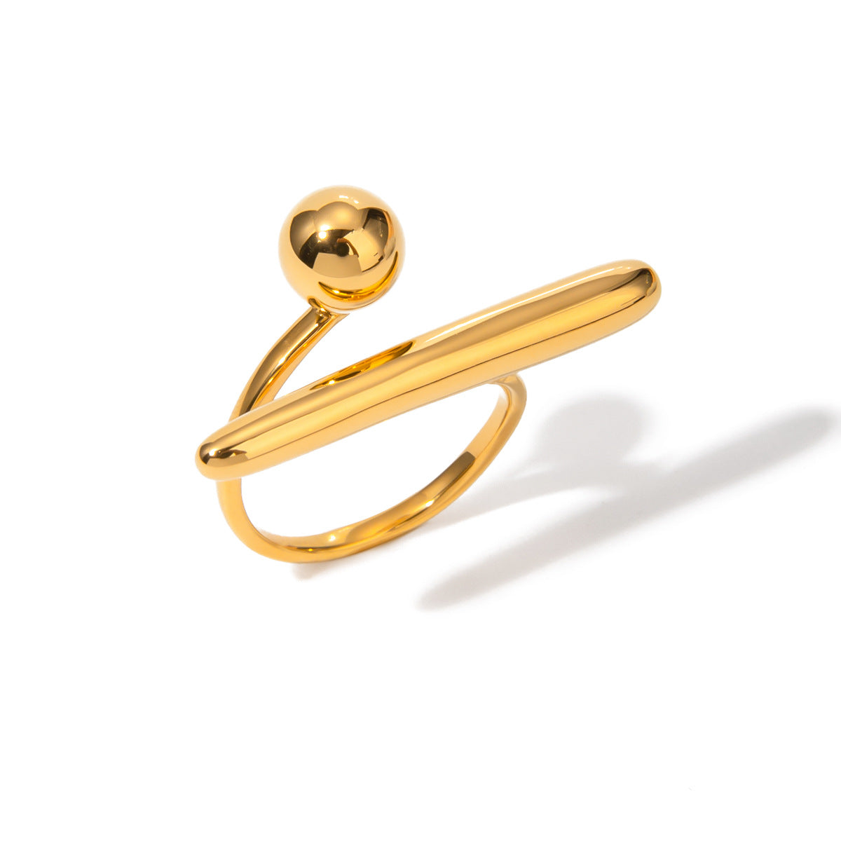 Minimalist Geometric Plated Stainless Steel Open Ring