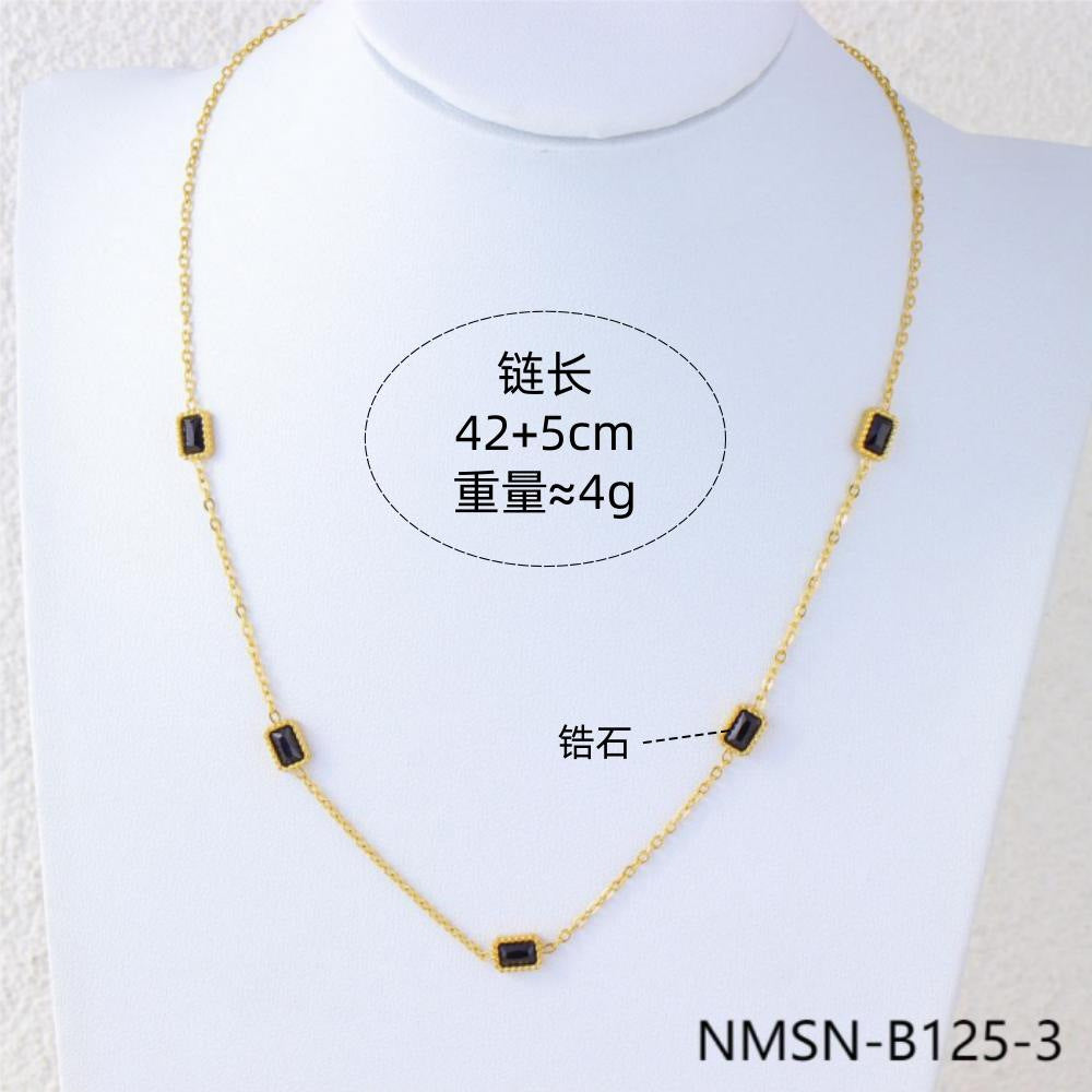 Collana minimalista geometrica da donna in acciaio al titanio con placcatura in oro e zirconi colorati