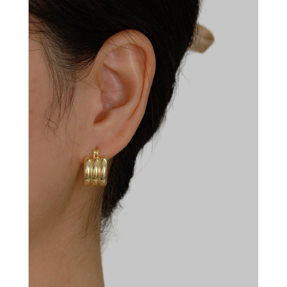 Minimalist Elegant 925 Sterling Silver Geometric Plated Hoop Earrings for Women