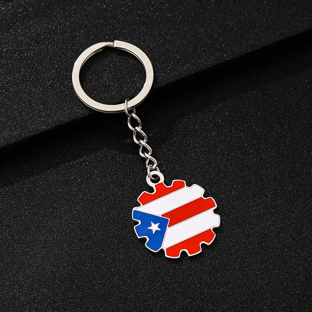 Vintage Ethnic Puerto Rican Pendant Keychain for Men and Women Stainless Steel Unisex Accessory