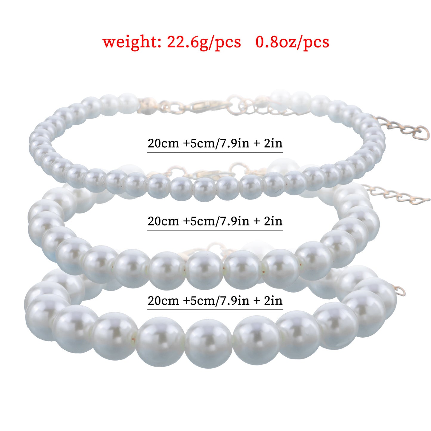 Natural Style Minimalist White Pearl Bracelet Set for Women Alloy with Electroplating Finish