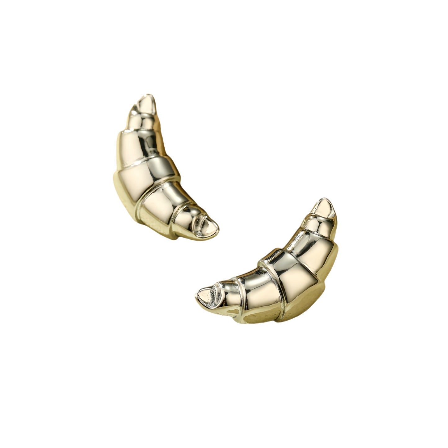 Fashionable Irregular Horn-Shaped Titanium Steel Earrings for Women with Plating Finish, Trendy and Hypoallergenic
