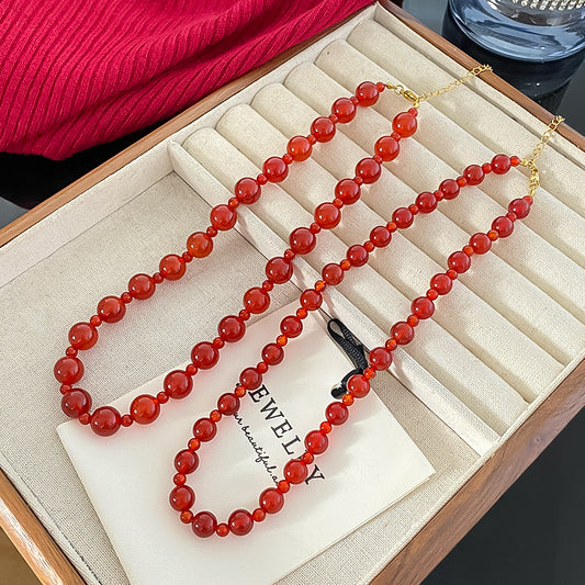 Sporty Sweet Titanium Steel Plated Beaded Necklace with Brass Pendant