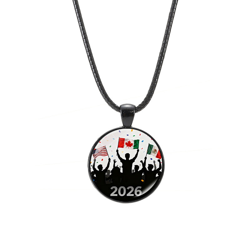 Sporty Geometric Crystal Alloy Pendant Necklace Unisex Casual Leather Cord