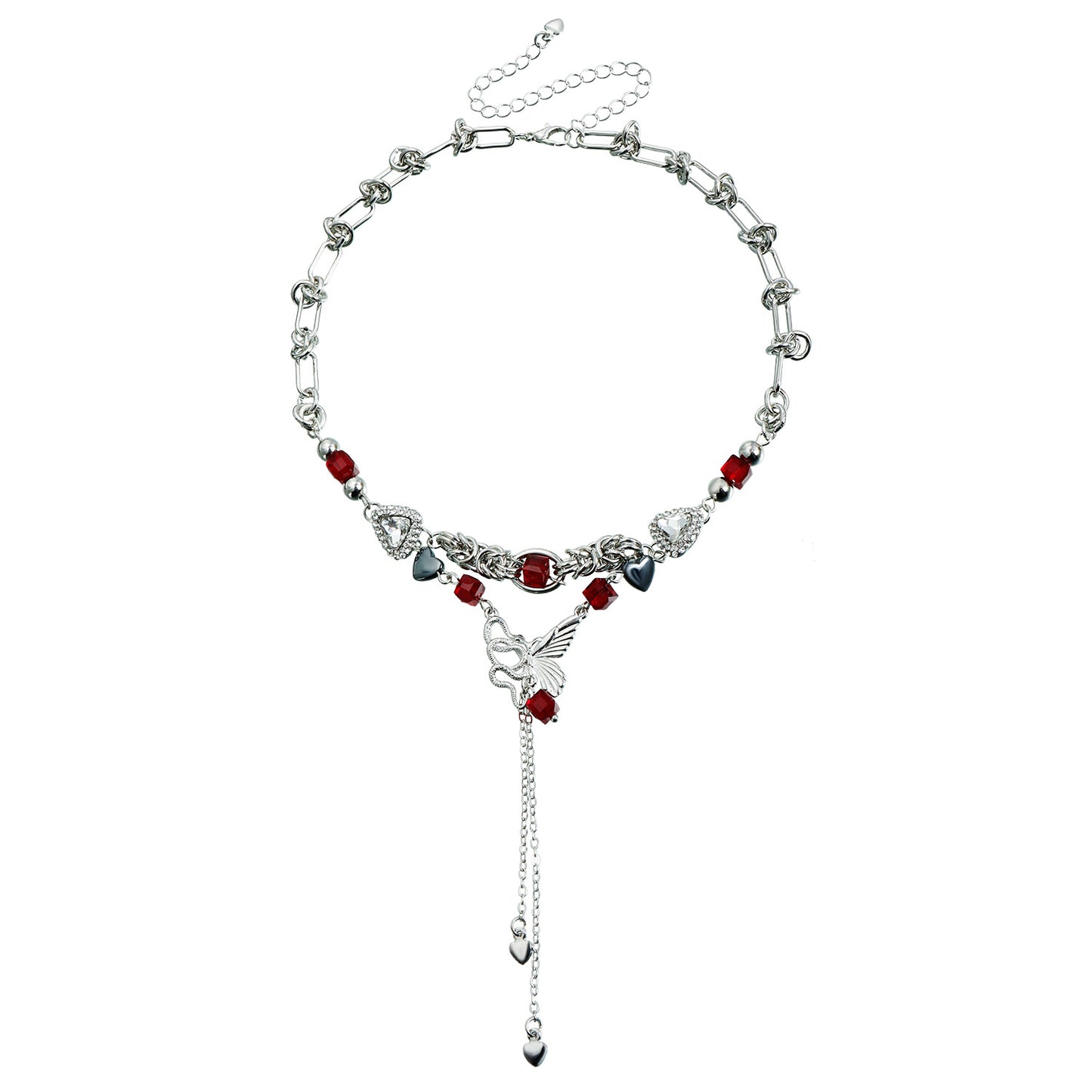 Butterfly-Shaped Alloy Pendant Necklace with Rhinestone Inlay and Plated Finish for Women