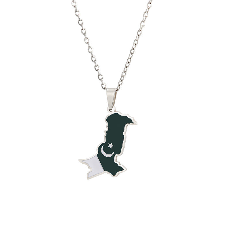 Collana con Pendente Geometrico Etnico Vintage da Donna e Uomo in Acciaio Inossidabile con Pendente in Acciaio al Titanio e Finitura Placcata su Catena ad "O"