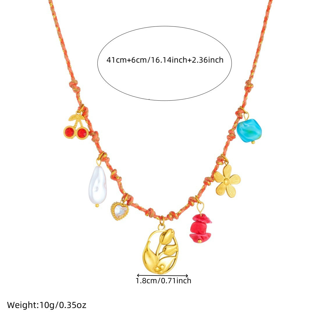 Bohemian Sweet Gold Plated Stainless Steel Floral Plant Knot Rope Necklace for Women