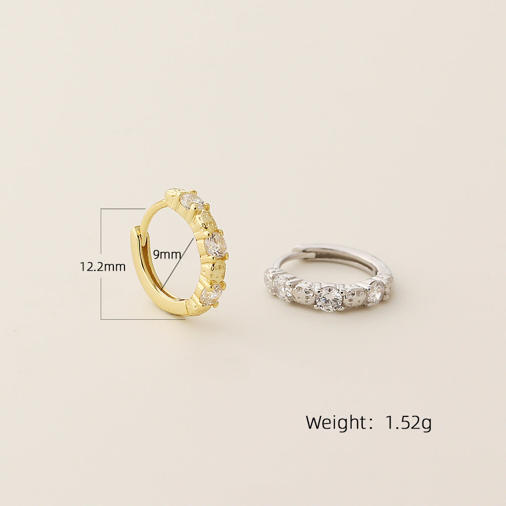 Pendientes Minimalistas Geométricos S925 de Plata de Ley con Diamantes de Imitación para Mujer