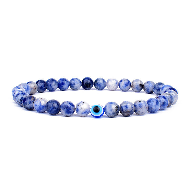 6mm Geometric Resin Beaded Stretch Bracelet Evil Eye