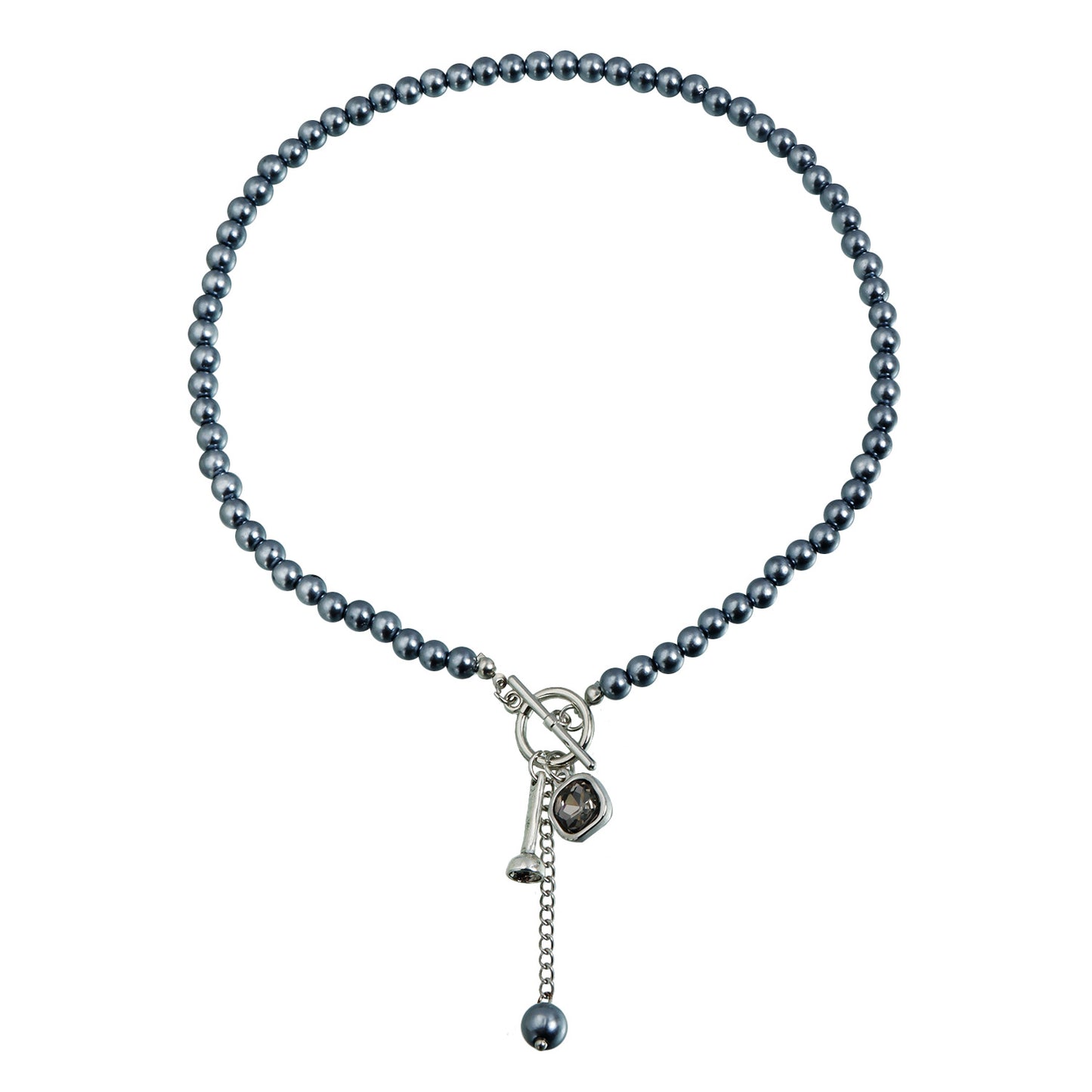 Minimalist Geometric Square Alloy Plated Pendant Necklace with Beads for Women