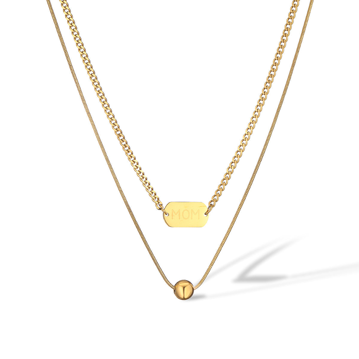 Minimalist Irregular Geometric Heart Pendant Necklace for Women in Titanium Steel with Real Gold Plating