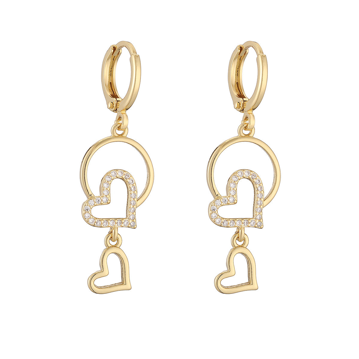 Minimalist Elegant 18K Gold Plated Brass Heart Geometric Earrings