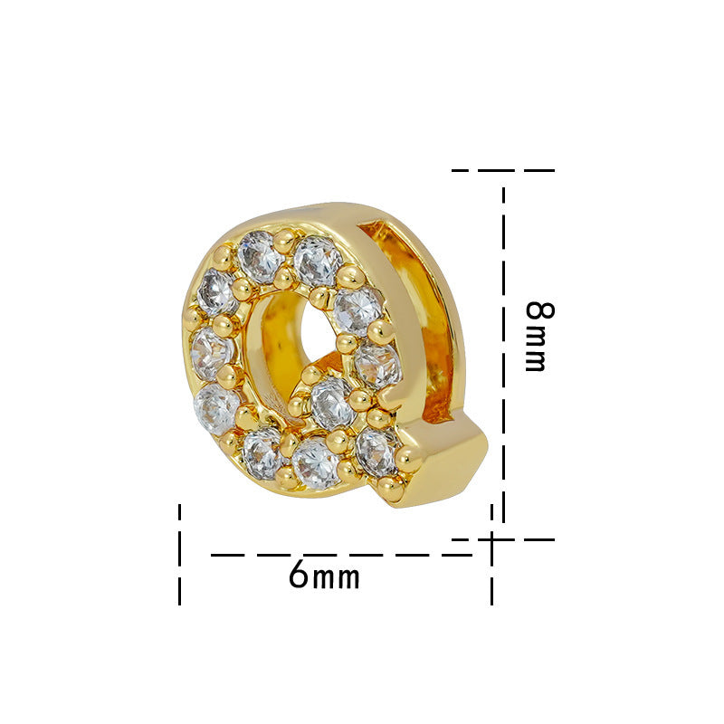 Collana con Ciondolo a Lettera Minimalista da Donna in Acciaio al Titanio con Placcatura in Oro 18K e Strass su Catena O-Ring