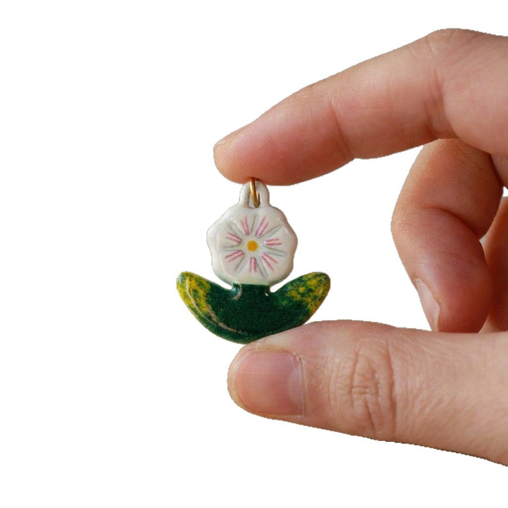 Vintage 18K Gold Plated Stainless Steel Floral Fish Charm Bar