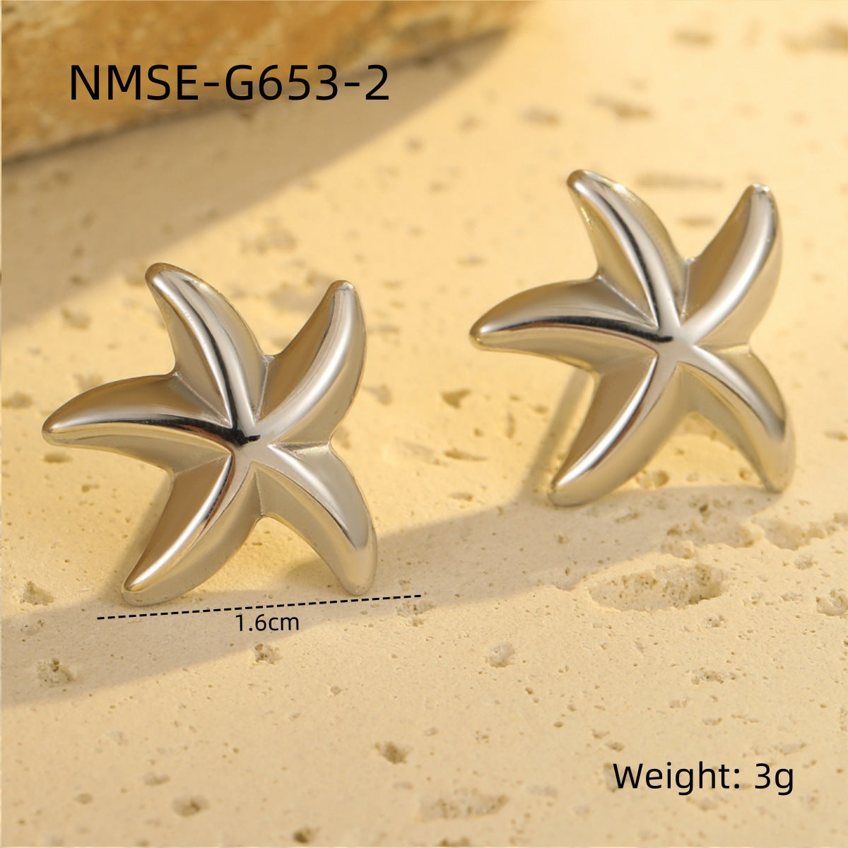 Orecchini Minimalisti a Stella in Acciaio Inossidabile Placcato Oro 18K Design Ispirato all'Oceano per Donna