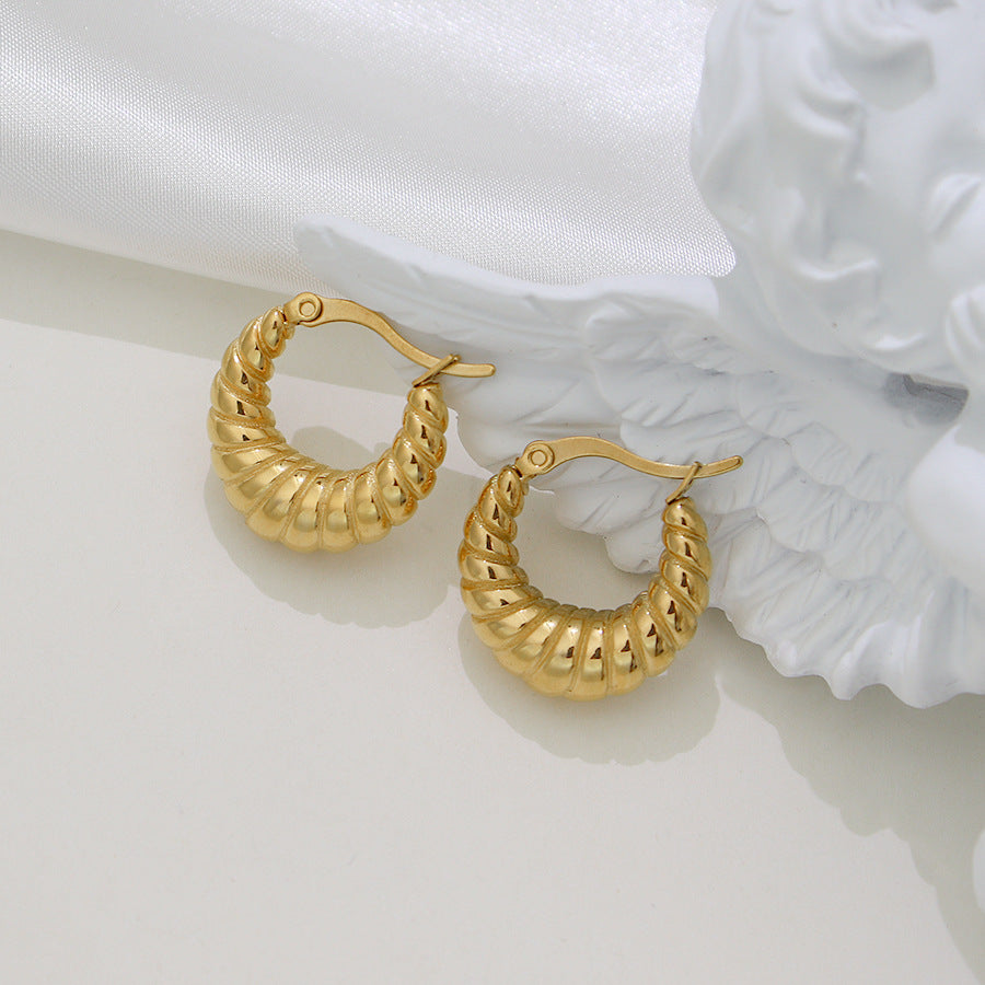 Orecchini a cerchio geometrici minimalisti in acciaio inossidabile da donna placcati oro 18 carati