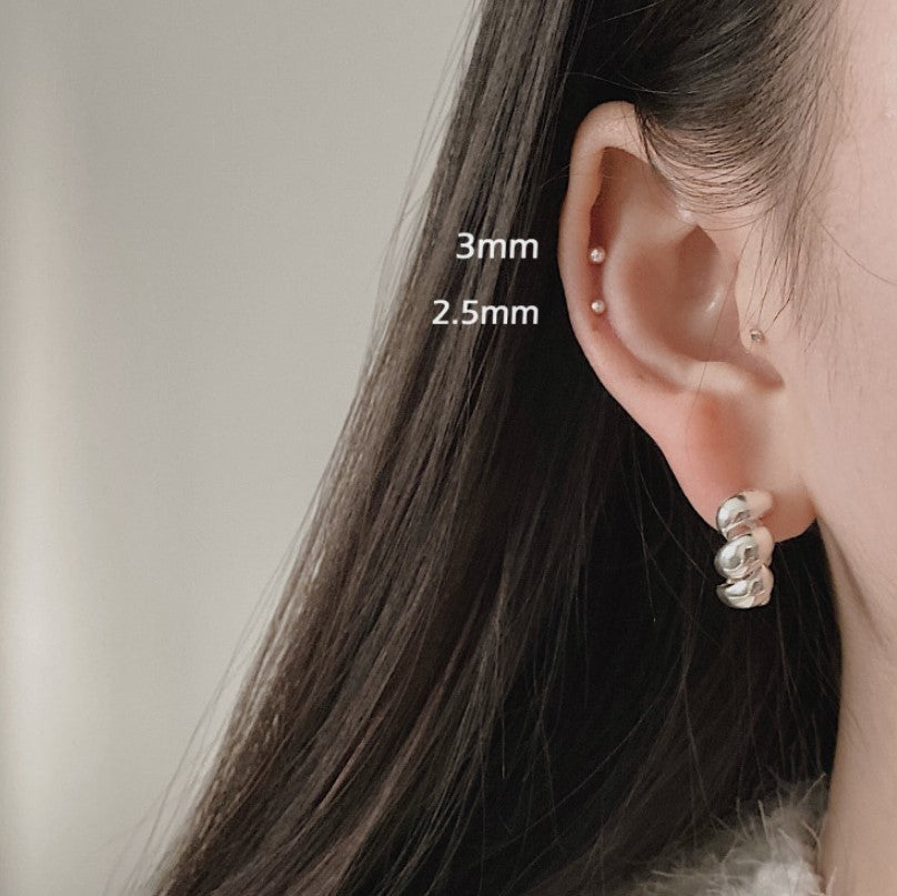 Minimalist Sweet 925 Sterling Silver Round Star Polka Dot Earrings