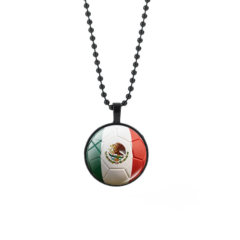 Collana Unisex Casual con Pendente Rotondo Geometrico di Cristallo e Catena a Sfera Placcata in Lega