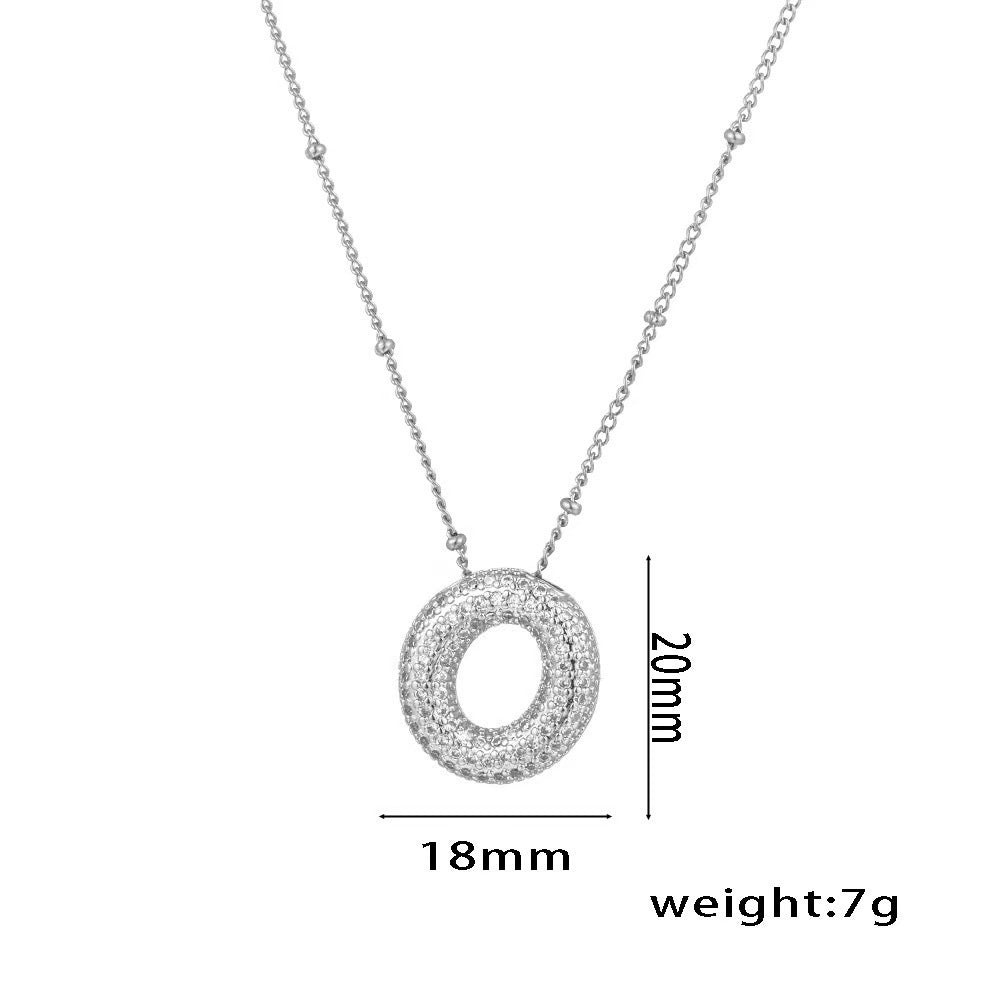 Collana da Donna con Ciondolo a Lettera, Design Geometrico Minimalista, in Ottone Placcato Oro con Zirconi Micro-Pavé