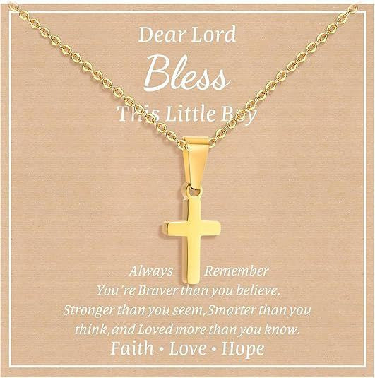 Elegant Business Geometric Cross Pendant Stainless Steel PVD Cable Chain Necklace Unisex