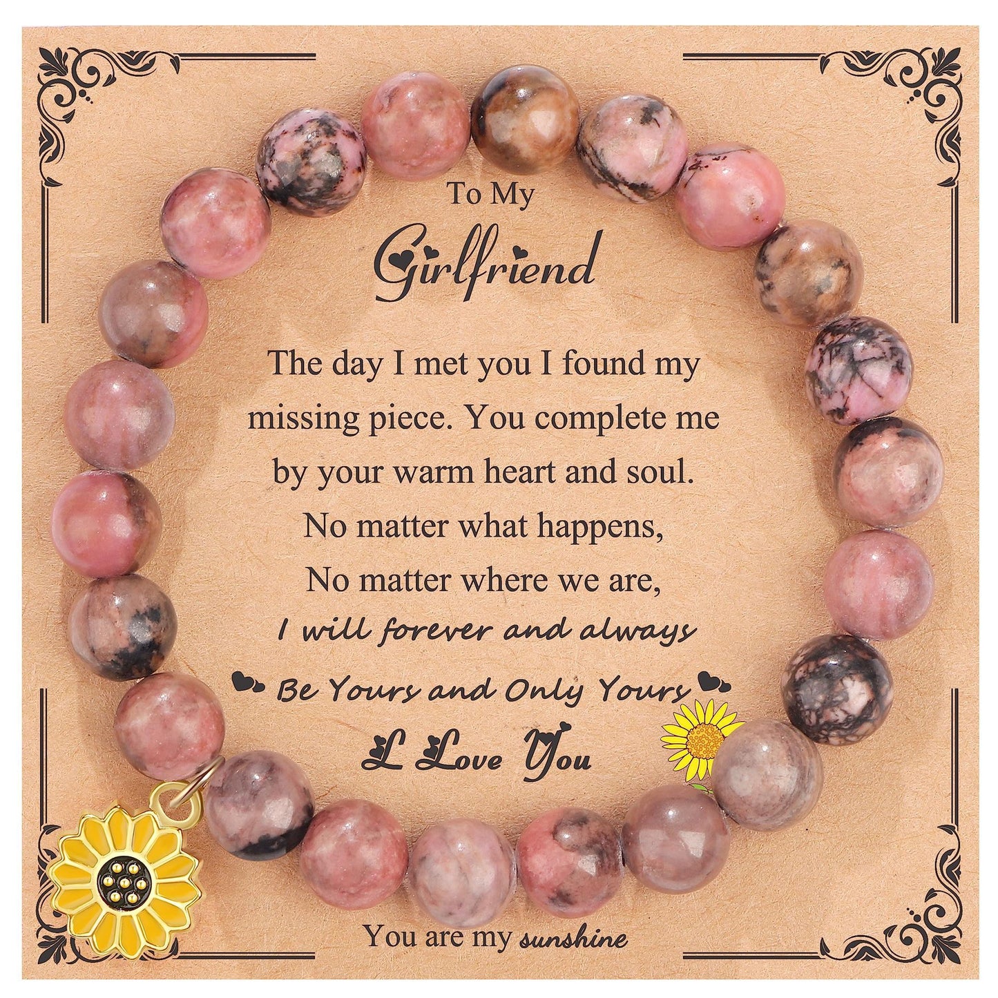 Sweet Floral Sunflower Gemstone Charm Bracelet for Women
