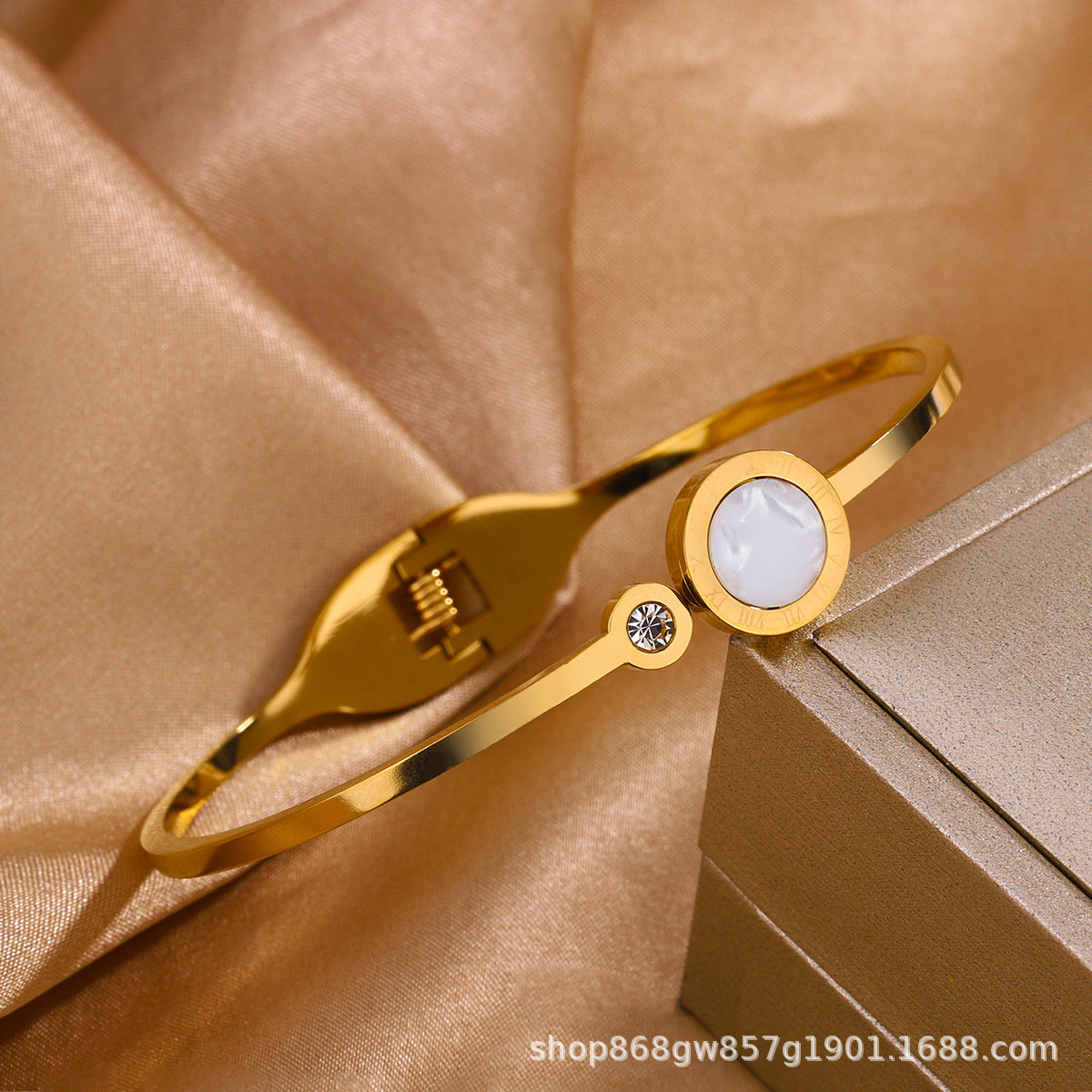 Bracciale da donna in titanio e acciaio lucidato con strass, stile minimalista per affari