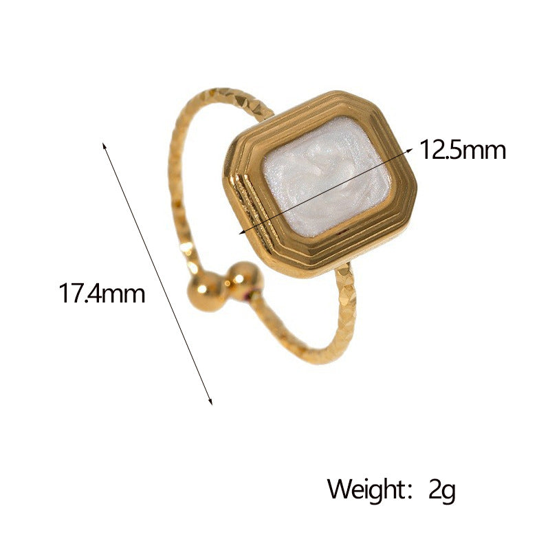 Minimalist Square Stainless Steel Ring with Plating Finish for Women Geometric Fashion Accessory