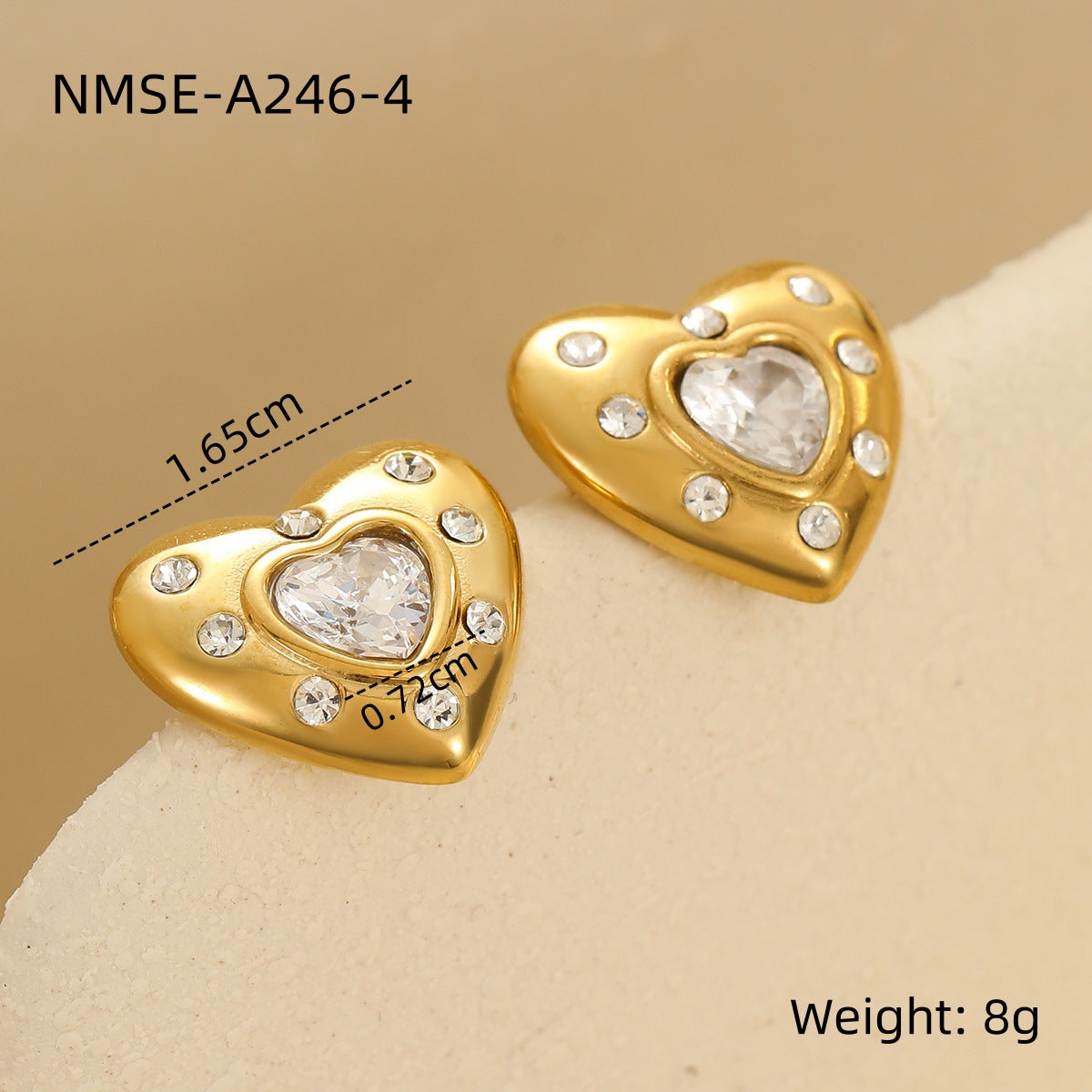 Fashion Minimalist Heart-Shaped Stainless Steel Earrings with 18K Gold Plating for Women