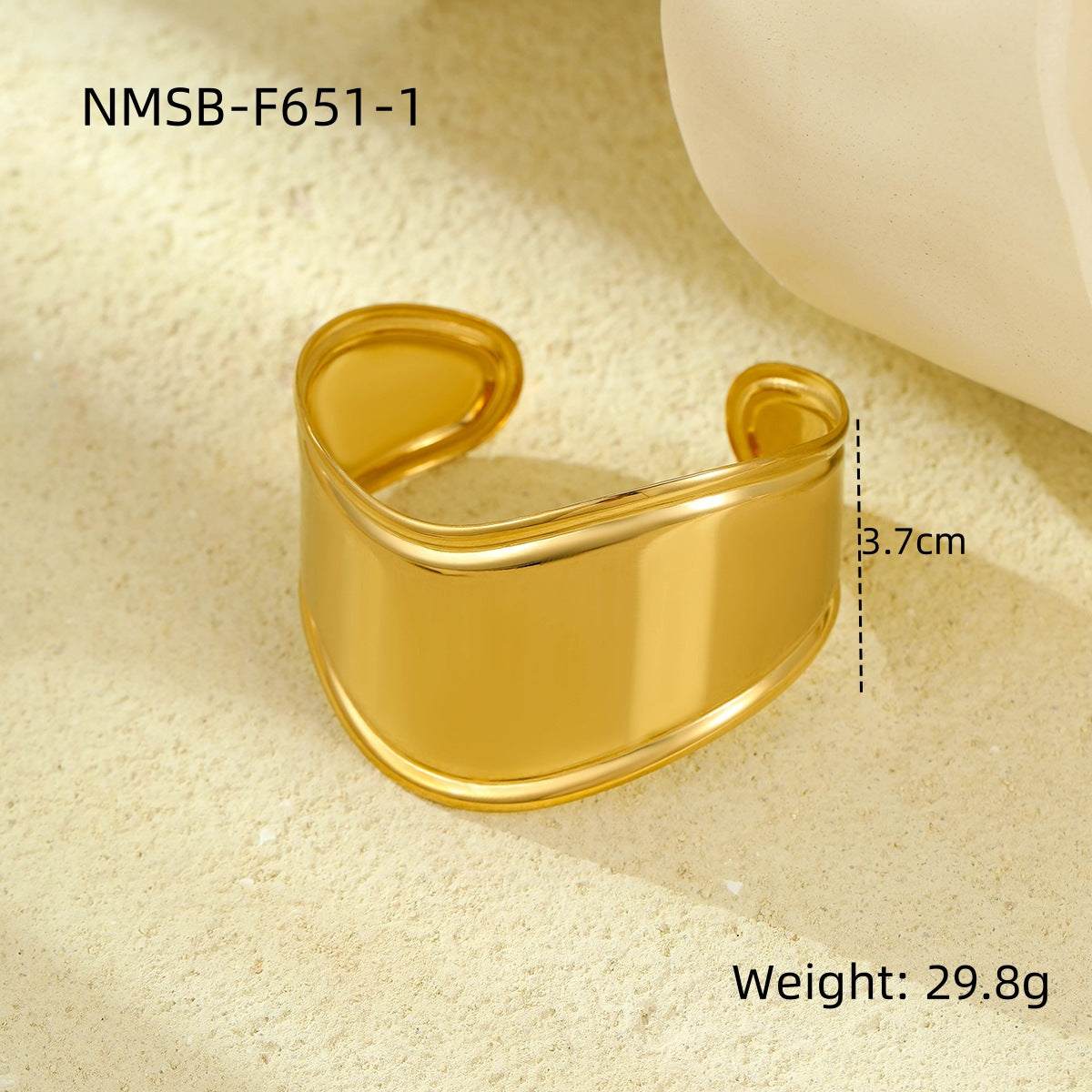 Minimalist Geometric Stainless Steel Wide Cuff Bracelet for Women with Plated Finish