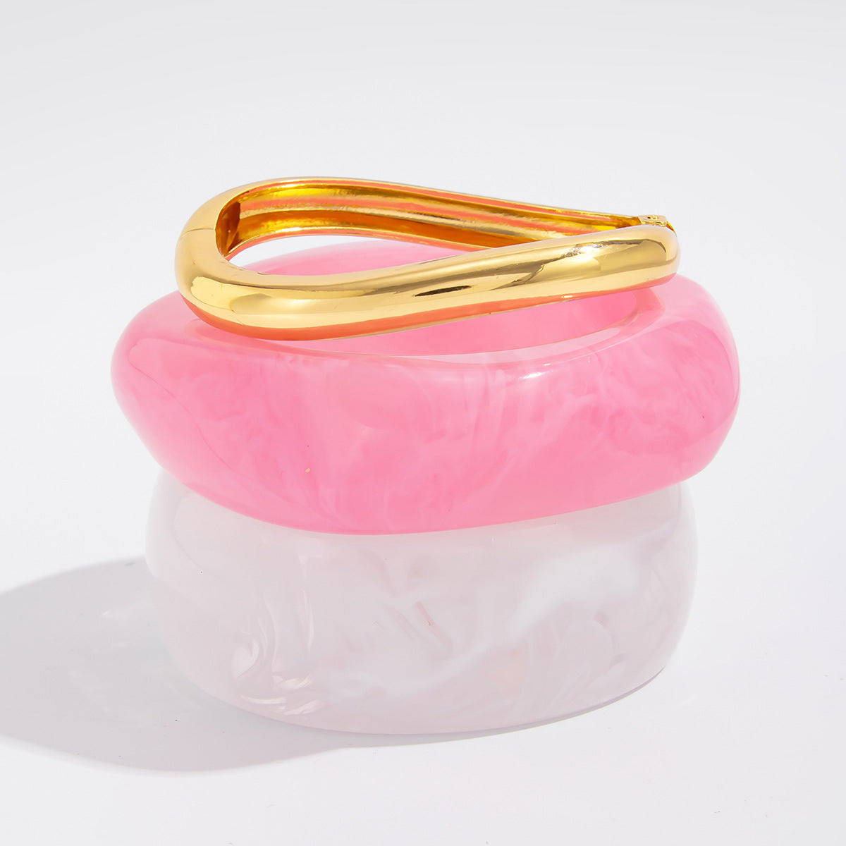 Sweet Vintage Geometric Round Oval Gradient Alloy Wide Bangle Bracelet