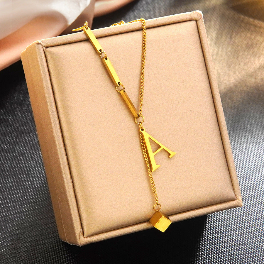 Minimalist Elegant 18K Gold Plated Stainless Steel Letter Bracelet