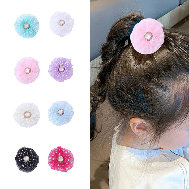 Lindo pasador floral para niñas con detalles de tul y perlas en estilo dulce y fresco