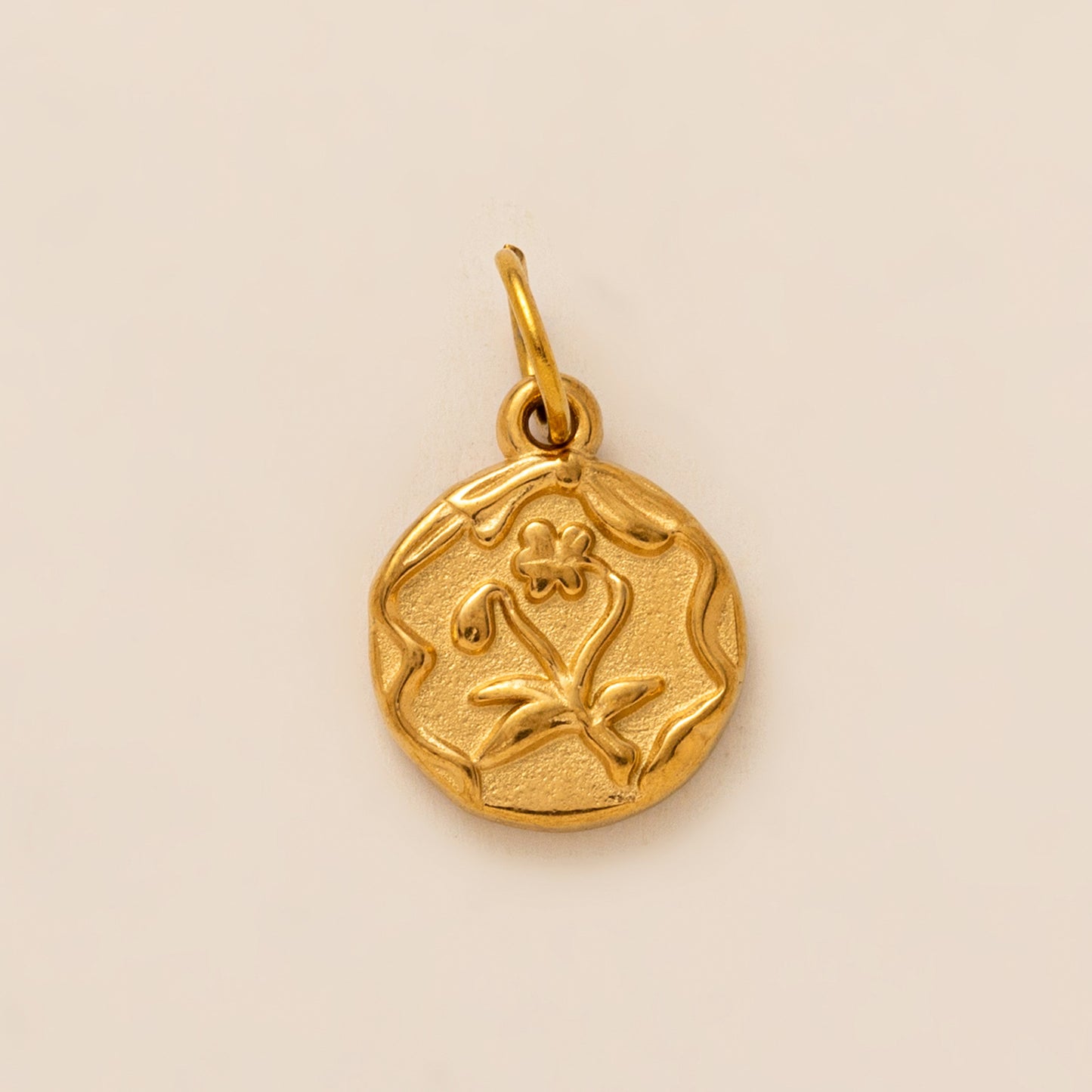 Vintage 18K Gold Plated Stainless Steel Planet Flower Pendant Charm Bar