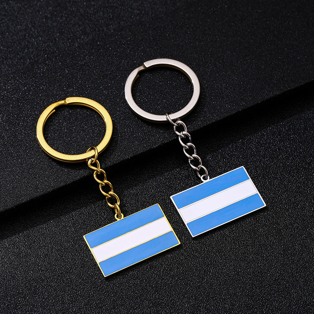 Colgante de llavero de acero inoxidable esmaltado con forma de corazón estilo étnico para hombres y mujeres