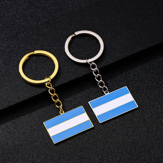 Colgante de llavero de acero inoxidable esmaltado con forma de corazón estilo étnico para hombres y mujeres