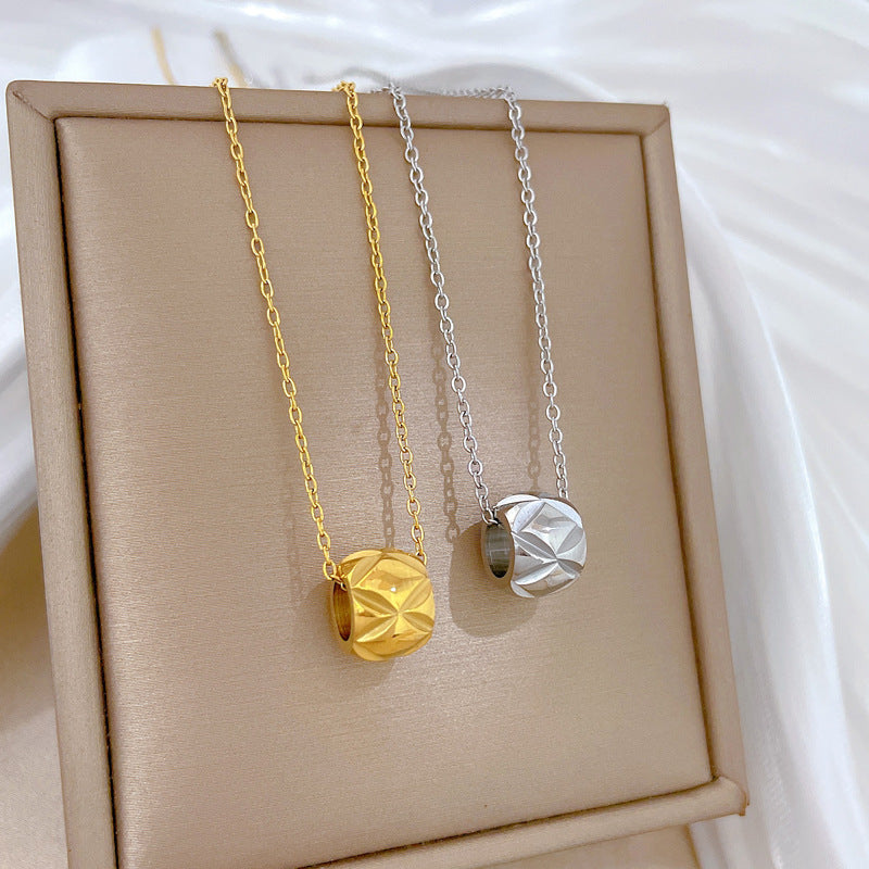 Cartoon Style Geometric Titanium Steel Plated Necklace for Women with Hollow Waist Design and Gourd Motif