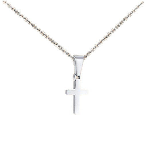 Elegant Business Geometric Cross Pendant Stainless Steel PVD Cable Chain Necklace Unisex
