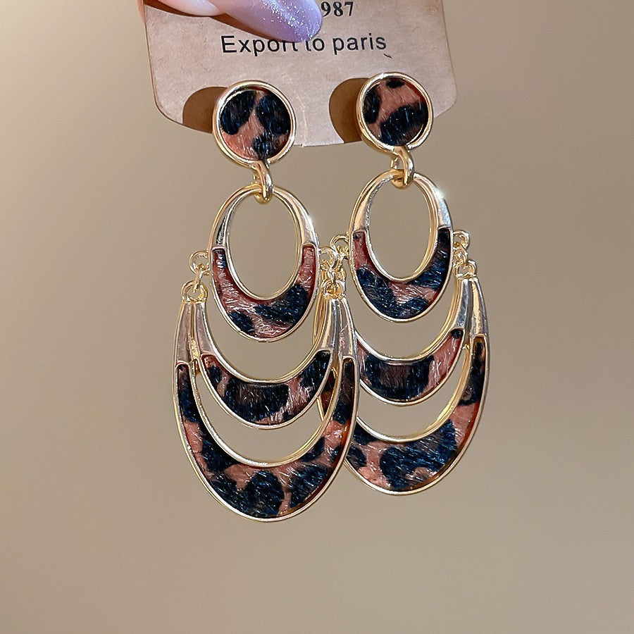 Orecchini pendenti in pelle geometrici minimalisti retrò con perni in argento sterling 925, finitura galvanizzata, da donna