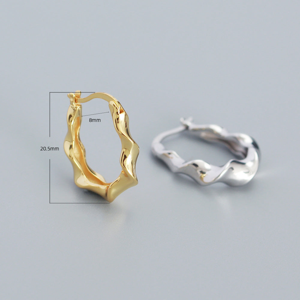 Orecchini a Cerchio Geometrici alla Moda da Donna in Argento Sterling 925 con Finitura Placcata