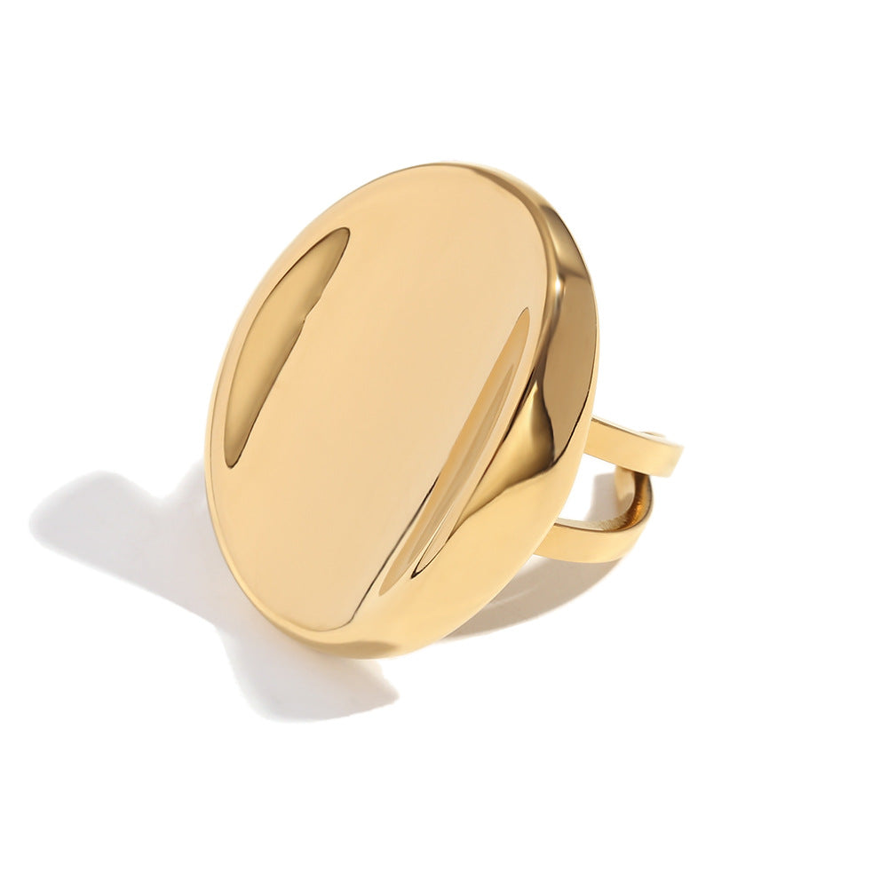 Vintage-Inspired Geometric Stainless Steel Snake Ring with 18K Gold Plating and Teardrop Heart Scale Texture for Women