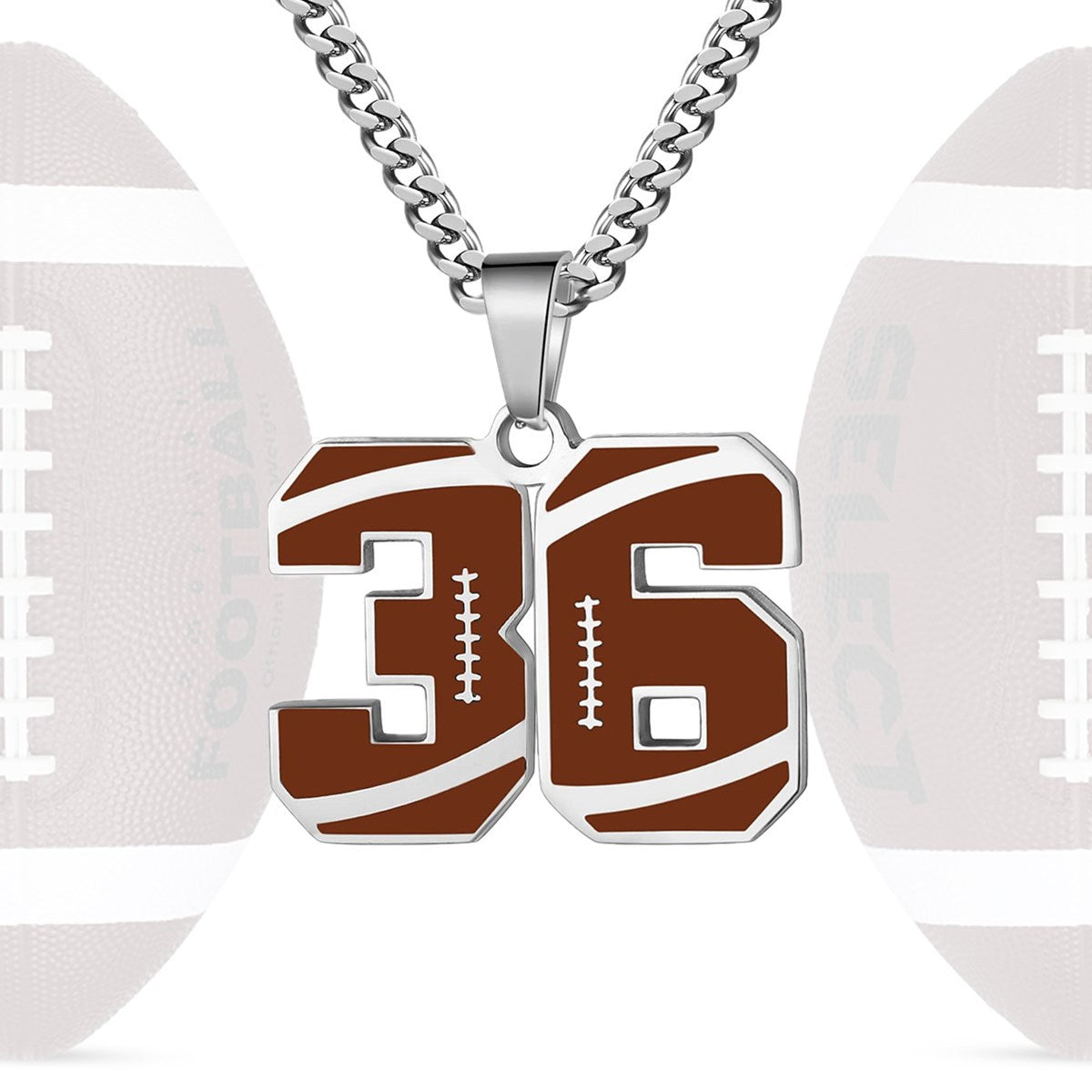 Motivational Football Number Pendant Necklace for Men in Stainless Steel with Polished Finish and Letter/Number Design