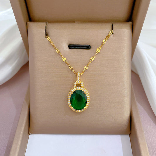 Collar de lujo de acero de titanio con colgante geométrico de gota de agua con incrustaciones de diamantes de imitación, unisex, cadena ajustable de 21 cm a 50 cm