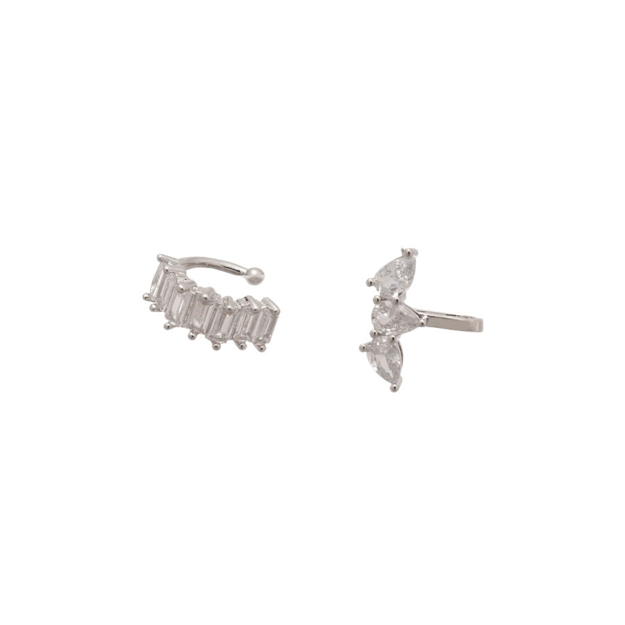 Minimalist Floral and Star-Shaped Zirconia-Set Copper Ear Cuffs for Women