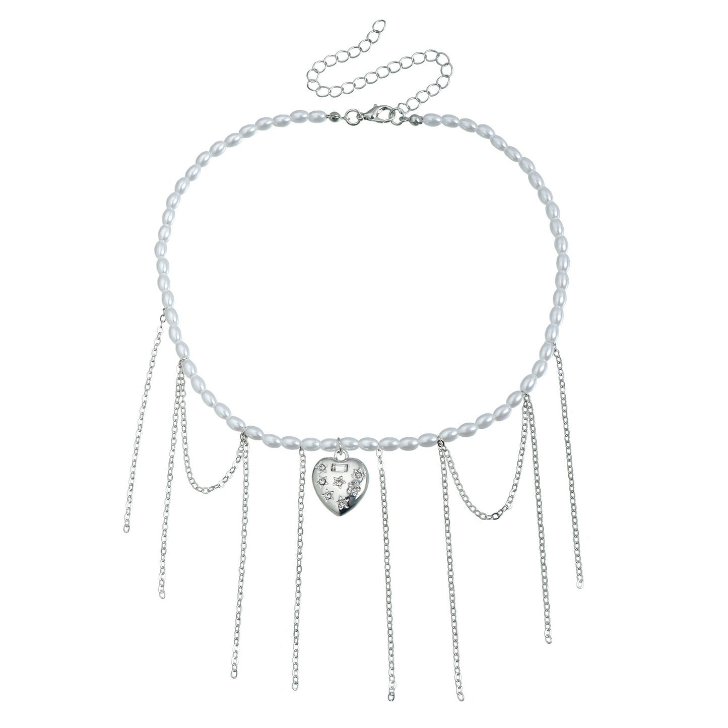 Collar de clavícula para mujer con colgante de corazón y estrella de estilo barroco a la moda, aleación chapada en oro y diseño geométrico
