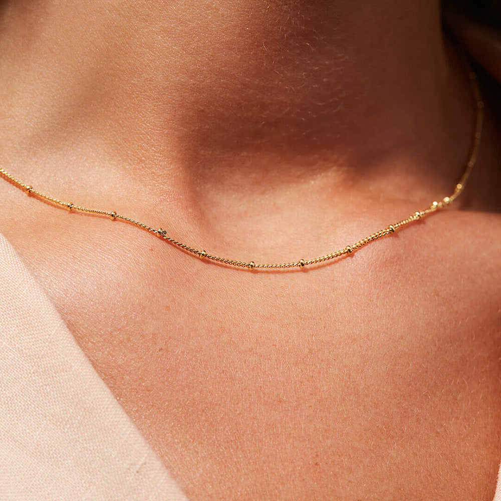 Minimalist Geometric Stainless Steel Plated Snake Chain Necklace for Women Waterproof Rust-Resistant Layering Collar Jewelry